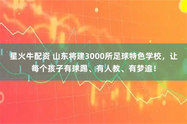 星火牛配资 山东将建3000所足球特色学校，让每个孩子有球踢、有人教、有梦追！