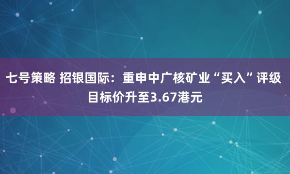 七号策略 招银国际：重申中广核矿业“买入”评级 目标价升至3.67港元